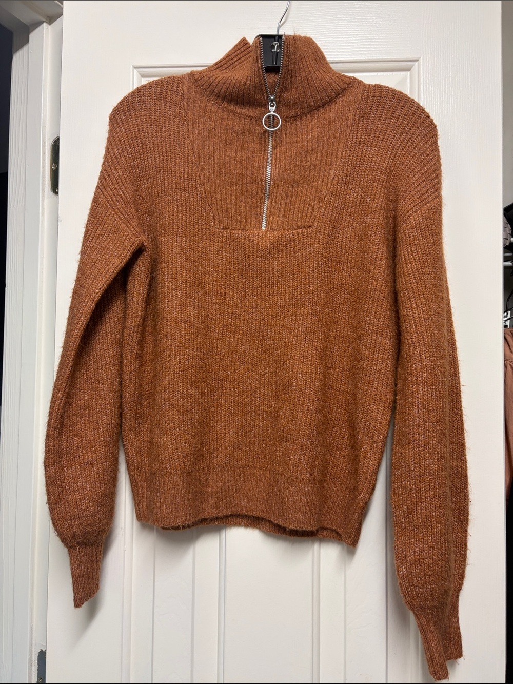 Nine West Men's Zip Mock Neck Sweater in Rust Brown